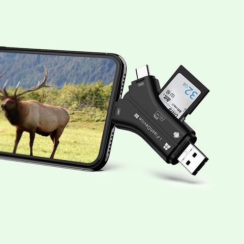 Kartenleser USB Reader & Adapter für Wildkamera USB, USB-C, Micro-USB, SD-Karte und Light