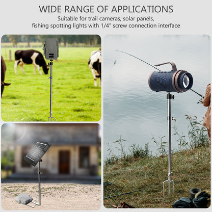 Wildkamera Halterung, Dicke Faltbare Edelstahlhalterung, 360° verstellbar, Universalgewindeanschluss 1/4''-20(6mm) für Solarpanel, Nachtangel-Lichter
