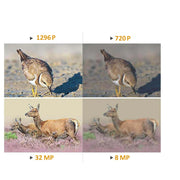 5-tlg. Wildkamera 32MP 2304*1296p mit Bewegungsmelder Nachtsicht Max. Entfernung bis 75Füße, 0,3s Trigger Geschwindigkeit, IP66 Wasserdichter| A252