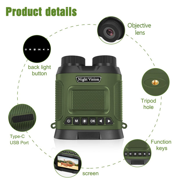 2.5K 40MP Digitales Nachtsichtgerät Binokular Entfernung bis 300M mit 3" IPS Bildschirm für Jagd Wandern Camping Klettern | DT29