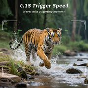 2-tlg. A106W 4K WIFI 64MP Wildkamera 30m Nachtsicht Bewegungsaktiviert 0,1 s Auslösegeschwindigkeit Kein Leuchten Wasserdicht für Wildbeobachtung und Sicherheit im Garten