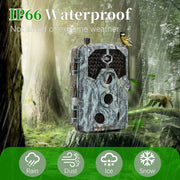 Blazevideo A106W 4K WIFI 64MP  Wildkamera mit 100ft Nachtsicht bewegungsaktiviert 0,1s Auslösegeschwindigkeit kein Leuchten wasserdicht für Wildbeobachtung und Sicherheit im Garten