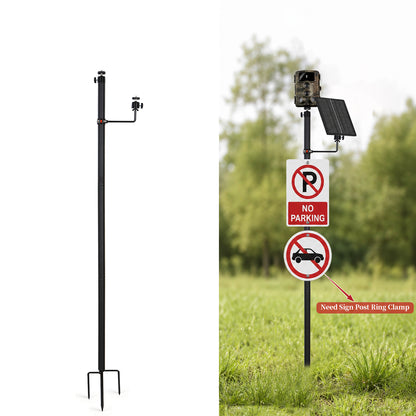 Wildkamera-Halterung mit Bodenanker & Stativ | Höhenverstellbare Seitenhalterung für 2 Kameras oder Solarpanel | Max. 142 cm | 1/4"-20 Universalgewinde