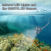 Angelkamera, tragbare Fischfinder-Kamera HD 1000 TVL Infrarot-LED wasserdichte Kamera mit 4,3-Zoll-LCD-Monitor für Eis See See Boot Kajak Angeln / CR110-7H