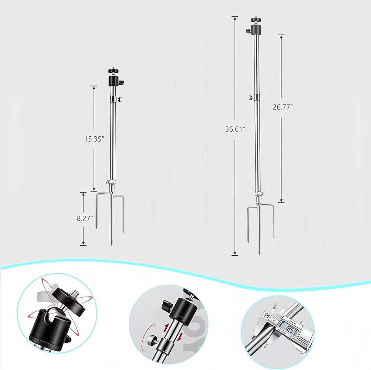 Wildkamera Halterung, Dicke Faltbare Edelstahlhalterung, 360° verstellbar, Universalgewindeanschluss 1/4''-20(6mm) für Solarpanel, Nachtangel-Lichter