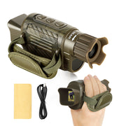 Monokular Teleskop mit Nachtsicht, Digitales Infrarot Nachtfernrohr für Jagd, Monokular mit Kamera, 200-300m Full Dark, 3W 850nm Infrarot-LED/ Braun