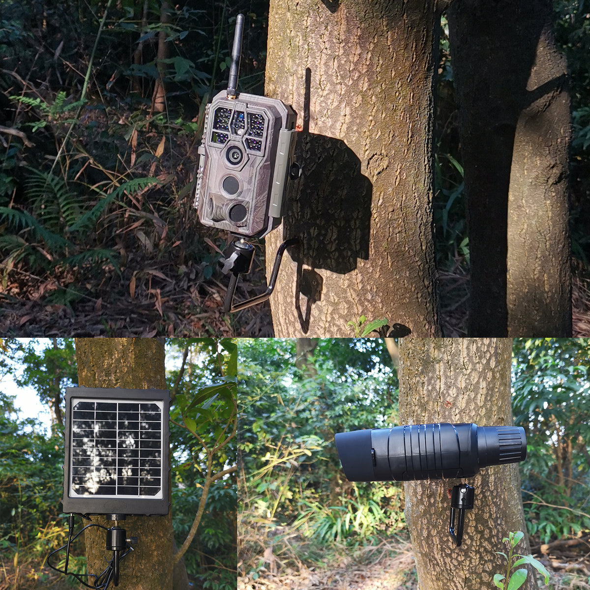 2 supports rotatifs à 360° pour fixation aux arbres*