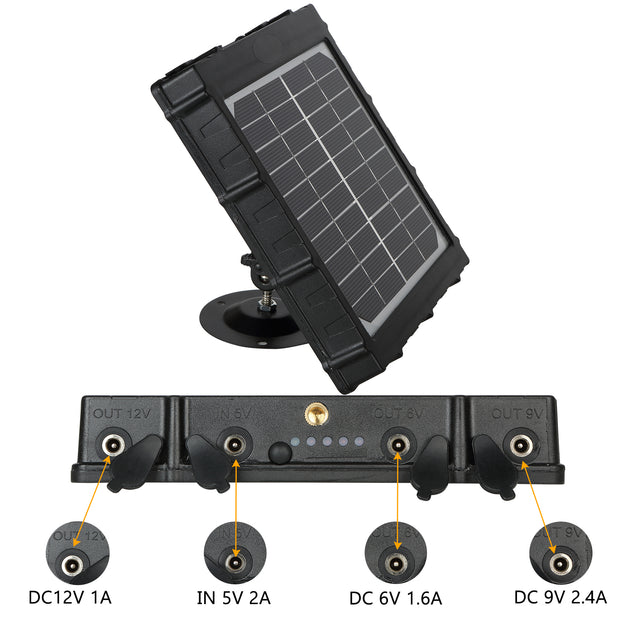 Solarpanel-Kits 3W 8000mAh 12V/9V/6V Ausgang Mini Portable Outdoor oder Indoor Wiederaufladbare Stromversorgung für alle Wildkamera | BL8000
