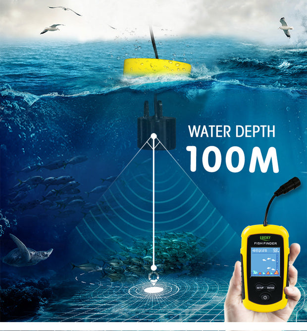 Fishfinder Fischfinder 100M / 328ft Portable Angeln Sonar Sensor Verkabelt LCD Tiefe Finder Echolot