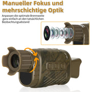 Monokular Teleskop mit Nachtsicht, Digitales Infrarot Nachtfernrohr für Jagd, Monokular mit Kamera, 200-300m Full Dark, 3W 850nm Infrarot-LED/ Braun