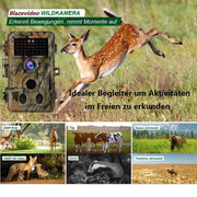 2-tlg. Wildtierkamera 24MP 1296p mit Bewegungsmelder Nachtsicht Max. Entfernung bis 90 Füße, 0,1s Trigger Geschwindigkeit，IP66 Wasserdichter| A262