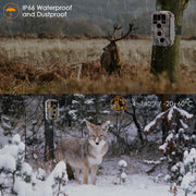 Wildkamera Wlan Fotofalle Jagdkamera Wildtierkamera 32MP 1296P 0,1s Schnelle Trigger Geschwindigkeit Nachtsicht Bewegungsmelder 120°PIR IP66 Wasserdichter | A280W Braun