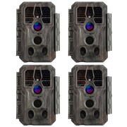 4-tlg. Wildkamera 24MP 1296p mit Audio und Bewegungsmelder Nachtsicht Max. Entfernung bis 100 Füße, 0,1s Trigger Geschwindigkeit , IP66 Wasserdichter