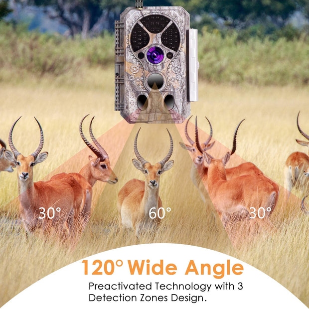 2-tlg. Wildkamera Wlan Fotofalle Jagdkamera Wildtierkamera 32MP 1296P 0,1s Schnelle Trigger Geschwindigkeit Nachtsicht Bewegungsmelder 120°PIR IP66 Wasserdichter | A350W Grün