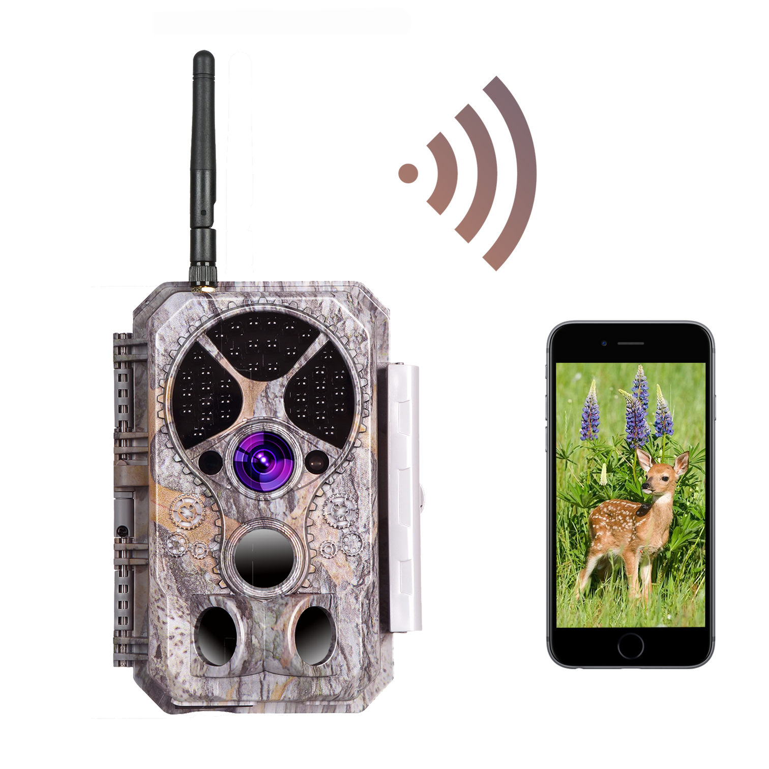 Wildkamera Wlan Fotofalle Jagdkamera Wildtierkamera 64MP 1296P 0,1s Schnelle Trigger Geschwindigkeit Nachtsicht Bewegungsmelder 120°PIR IP66 Wasserdichter | A350W