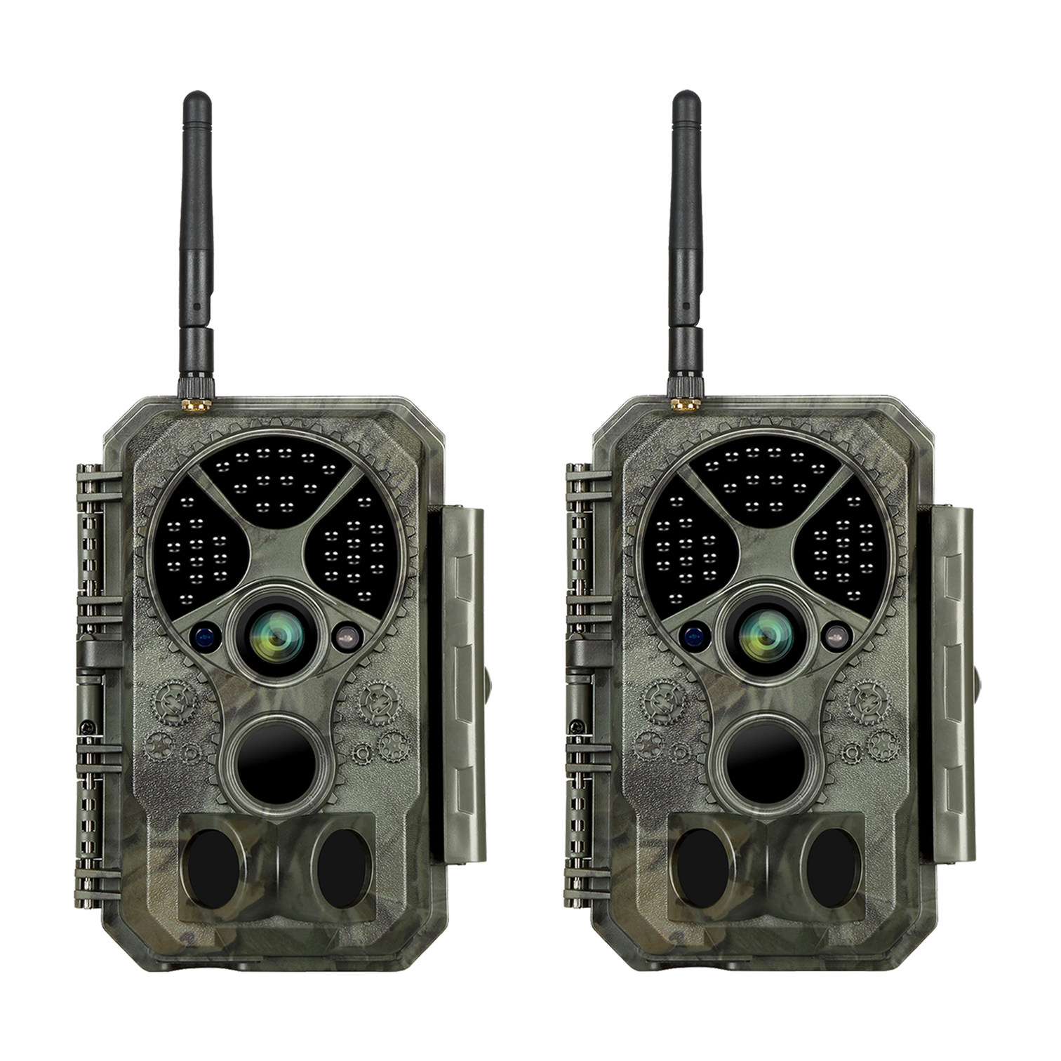 2-tlg. Wildkamera Wlan Fotofalle Jagdkamera Wildtierkamera 64MP 1296P 0,1s Schnelle Trigger Geschwindigkeit Nachtsicht Bewegungsmelder 120°PIR IP66 Wasserdichter | A350W Grün