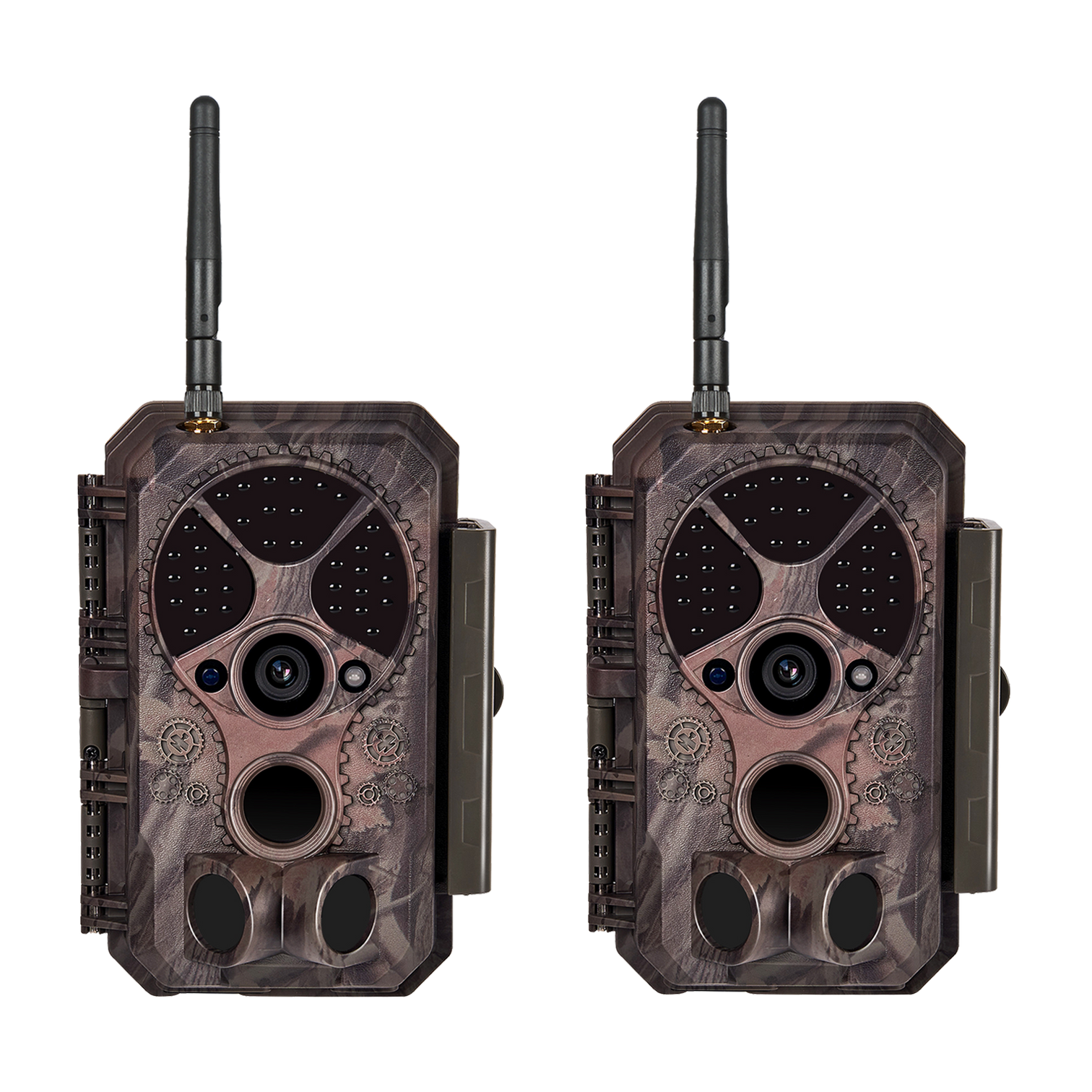 2-tlg. Wildkamera Wlan Fotofalle Jagdkamera Wildtierkamera 64MP 1296P 0,1s Schnelle Trigger Geschwindigkeit Nachtsicht Bewegungsmelder 120°PIR IP66 Wasserdichter | A350W Rot