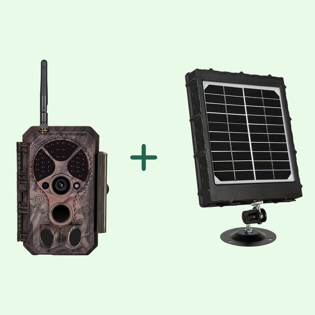 Bundle Wildkamera Wildtierkamera Jagdkamera Wlan 32MP 1296P 0,1s Auslöserzeit Bewegungsmelder 120°PIR und Solarpanel-Kits 8000mAh 12V/9V/6V | A350W Rot