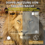 Monokular Teleskop mit Nachtsicht, Digitales Infrarot Nachtfernrohr für Jagd, Monokular mit Kamera, 200-300m Full Dark, 3W 850nm Infrarot-LED/ Braun