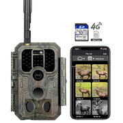 4G LTE Wildkamera Fotofalle Wildtierkamera mit SIM-Karte 120° Bewegungserkennung 48MP 1296P Nachtsicht IP66 wasserdicht und 32GB SD Karte A390G Red