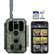 4G LTE Wildkamera Fotofalle Wildtierkamera mit SIM-Karte 120° Bewegungserkennung 48MP 1296P Nachtsicht IP66 wasserdicht und 32GB SD Karte A390G Green