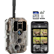 4G LTE Wildkamera Fotofalle Wildtierkamera mit SIM-Karte 120° Bewegungserkennung 48MP 1296P Nachtsicht IP66 wasserdicht und 32GB SD Karte A390G Grey