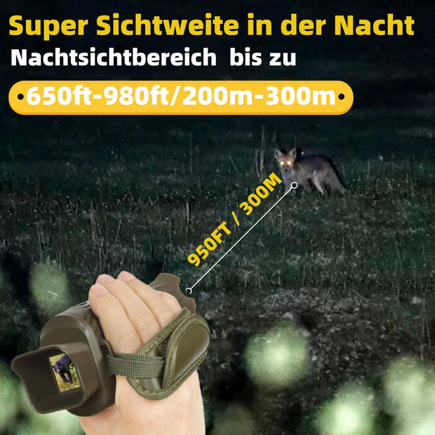 Monokular Teleskop mit Nachtsicht, Digitales Infrarot Nachtfernrohr für Jagd, Monokular mit Kamera, 200-300m Full Dark, 3W 850nm Infrarot-LED/ Braun