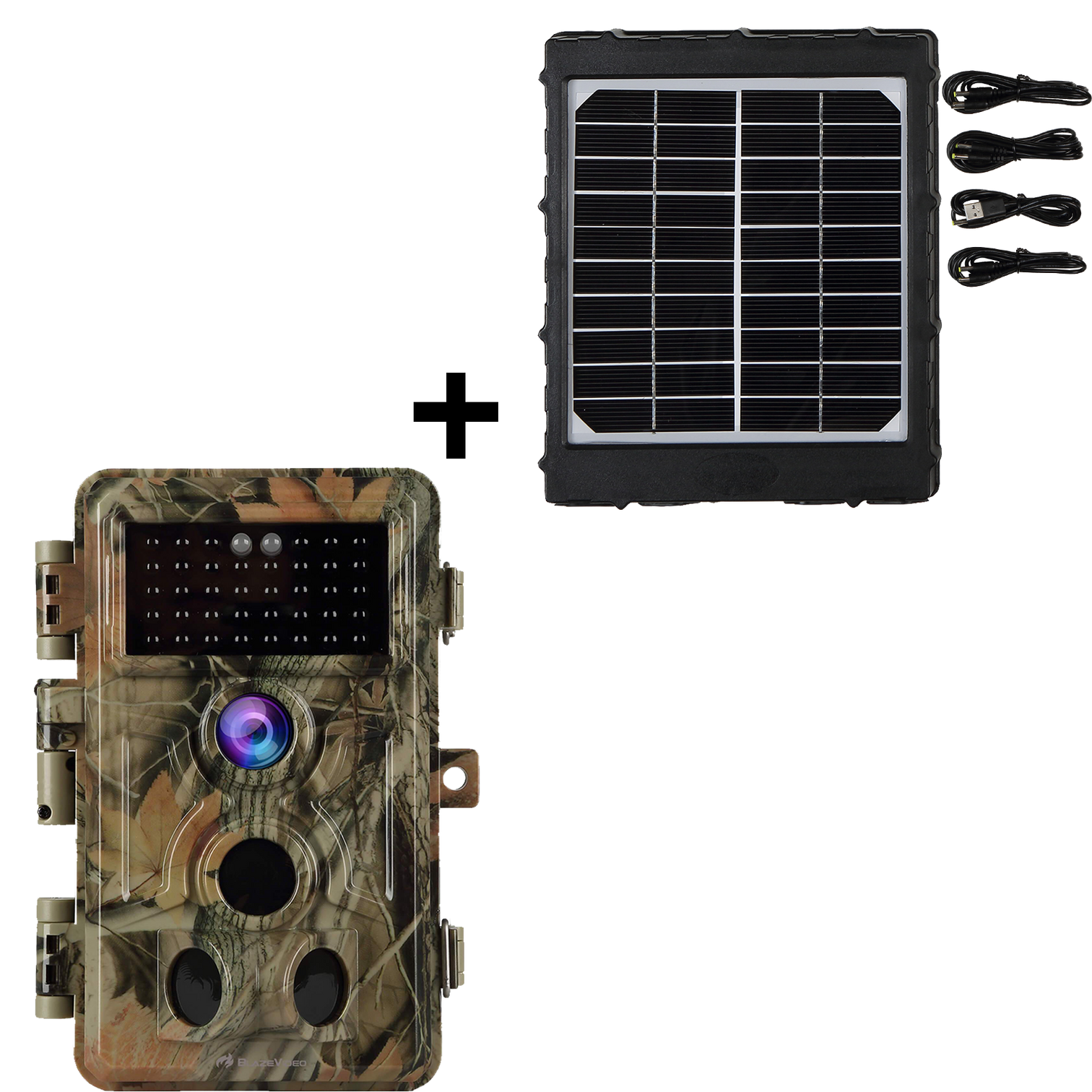 Bundle Wildkamera Wildtierkamera Jagdkamera 64MP 2304*1296p + Solarpanel-Kits 3W 8000mAh 12V/9V/6V Maximale Entfernung bis 90 Füße, 0,5s Auslöserzeit | A262