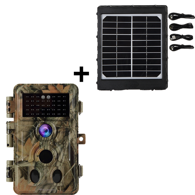 Bundle Wildkamera Wildtierkamera Jagdkamera 32MP 2304*1296p + Solarpanel-Kits 3W 8000mAh 12V/9V/6V Maximale Entfernung bis 90 Füße, 0,5s Auslöserzeit | A262