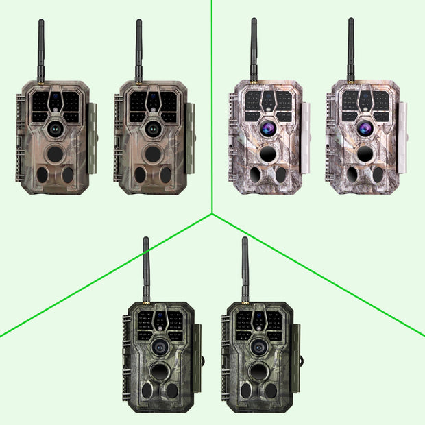 2-tlg. Wildkamera Wlan Fotofalle Jagdkamera Wildtierkamera 32MP 1296P 0,1s Schnelle Trigger Geschwindigkeit Nachtsicht Bewegungsmelder 120°PIR IP66 Wasserdichter | A280W Grau