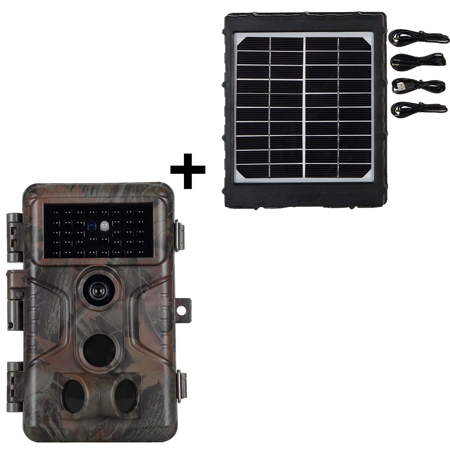 Bundle Wildkamera Wildtierkamera Jagdkamera 64MP 2304*1296p + Solarpanel-Kits 3W 8000mAh 12V/9V/6V Maximale Entfernung bis 90 Füße, 0,1s Auslöserzeit | A323
