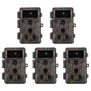 5tlg. Wildkamera 24MP 1080p Video mit Audio und Bewegungsmelder Nachtsicht max. Entfernung bis 100Füße, 0,1s Trigger Geschwindigkeit, Wasserdicht IP66