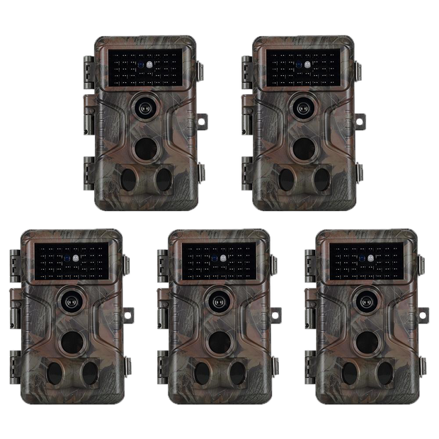 5tlg. Wildkamera 24MP 1080p Video mit Audio und Bewegungsmelder Nachtsicht max. Entfernung bis 100Füße, 0,1s Trigger Geschwindigkeit, Wasserdicht IP66