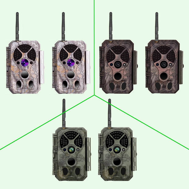 2-tlg. Wildkamera Wlan Fotofalle Jagdkamera Wildtierkamera 32MP 1296P 0,1s Schnelle Trigger Geschwindigkeit Nachtsicht Bewegungsmelder 120°PIR IP66 Wasserdichter | A350W Rot