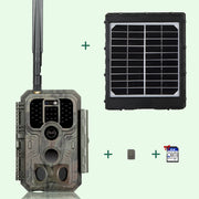 Bundle 4G LTE Wildkamera Wildtierkamera Jagdkamera 32MP mit SIM-Karte und 32GB Speicherkarte und Solarpanel-Kits A390G Rot