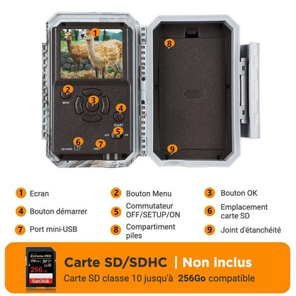 2-tlg. Wildkamera Wlan Fotofalle Jagdkamera Wildtierkamera 24MP 1296P 0,1s Schnelle Trigger Geschwindigkeit Nachtsicht Bewegungsmelder 110°PIR IP66 Wasserdichter | W600 Grau