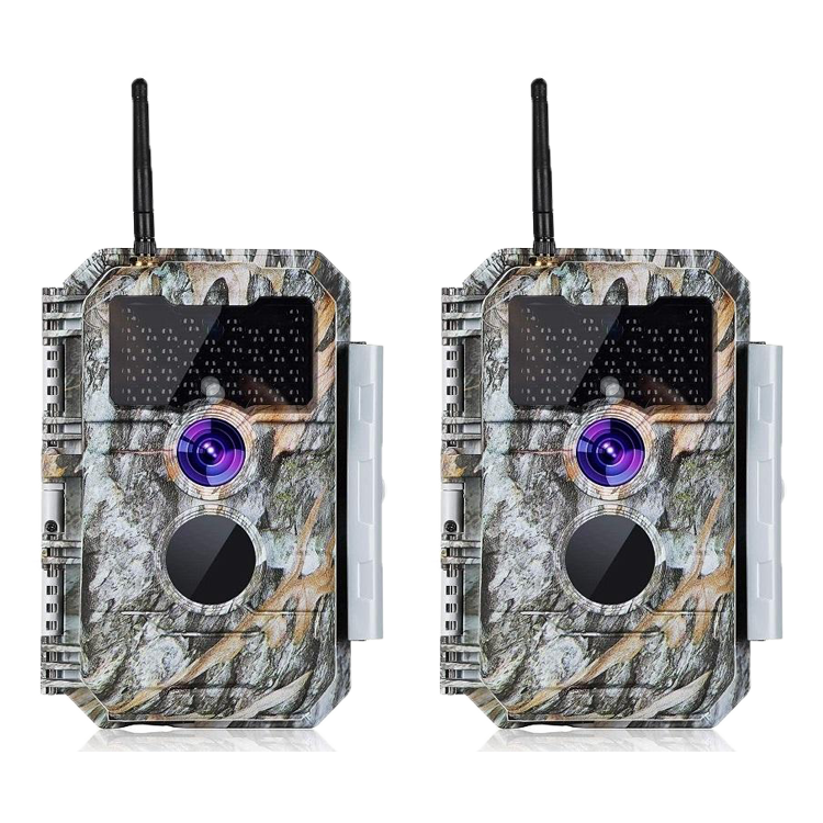 2-tlg. Wildkamera Wlan Fotofalle Jagdkamera Wildtierkamera 24MP 1296P 0,1s Schnelle Trigger Geschwindigkeit Nachtsicht Bewegungsmelder 110°PIR IP66 Wasserdichter | W600 Grau