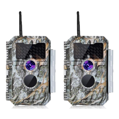 2-tlg. Wildkamera Wlan Fotofalle Jagdkamera Wildtierkamera 24MP 1296P 0,1s Schnelle Trigger Geschwindigkeit Nachtsicht Bewegungsmelder 110°PIR IP66 Wasserdichter | W600 Grau