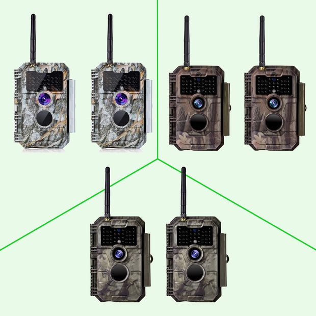 2-tlg. Wildkamera Wlan Fotofalle Jagdkamera Wildtierkamera 32MP 1296P 0,1s Schnelle Trigger Geschwindigkeit Nachtsicht Bewegungsmelder 110°PIR IP66 Wasserdichter | W600 Braun