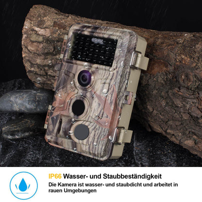 Wildkamera 24MP 2304*1296p mit Bewegungsmelder Nachtsicht Max. Entfernung bis 90 Füße, 0,1s Schnelle Trigger Geschwindigkeit，IP66 Wasserdichter| A262