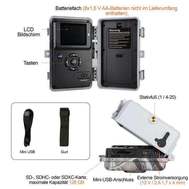 Wärmebildkamera jagd 24MP 1296p mit Bewegungsmelder Nachtsicht Maximale Entfernung bis 75Füße, 0,3s Trigger Geschwindigkeit , IP66 Wasserdichter| A252